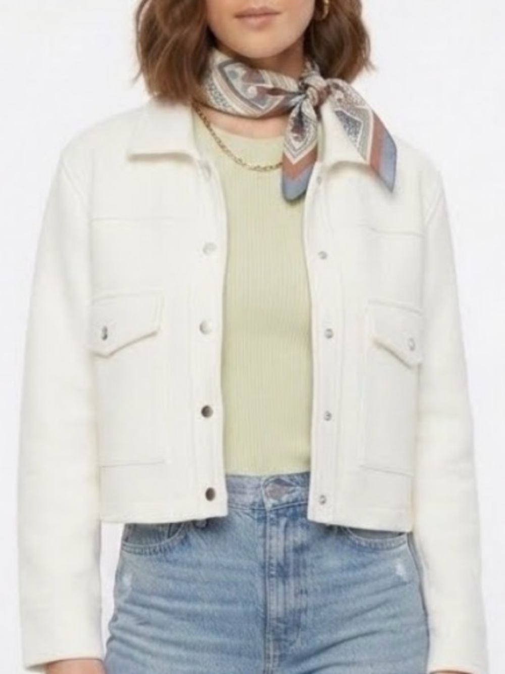 Ricki's Cream Cropped Button Jacket